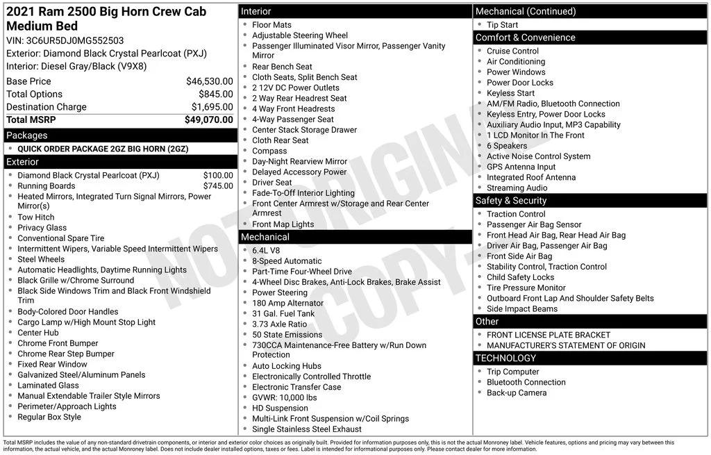 ram ram 2500 pickup 2021 3C6UR5DJ0MG552503 image ram ram 2500 pickup 2021 3C6UR5DJ0MG552503 image